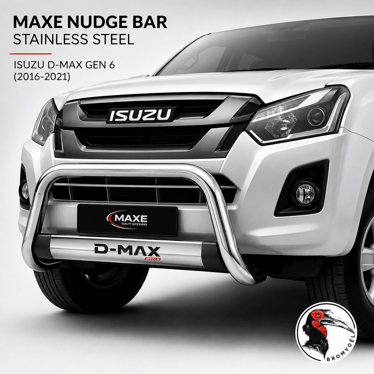 Isuzu D-Max Gen 6 (2016-2021) Nudge Bar Stainless Steel at Bromvoel Outdoor Accessories