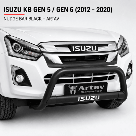 Isuzu KB Gen 5 and Gen 6 (2012-2020) Nudge Bar Black at Bromvoel Outdoor Accessories
