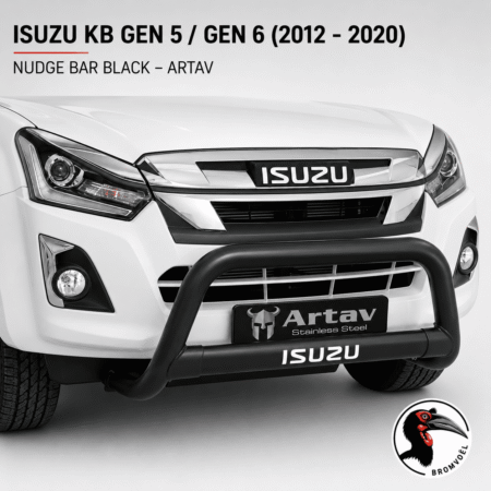Isuzu KB Gen 5 and Gen 6 (2012-2020) Nudge Bar Black at Bromvoel Outdoor Accessories