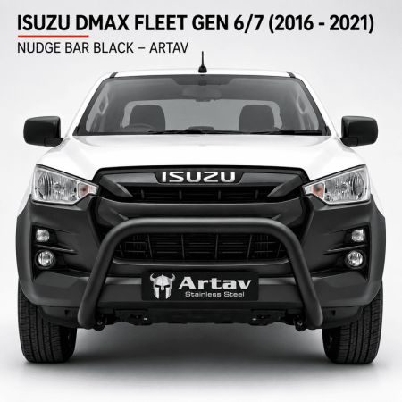 Isuzu DMAX Gen 6 and Gen 7 (2016-2021) Fleet Nudge Bar Black at Bromvoel Outdoor Accessories