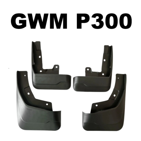 Set of four black mud flaps for the GWM P300, for front and rear wheels