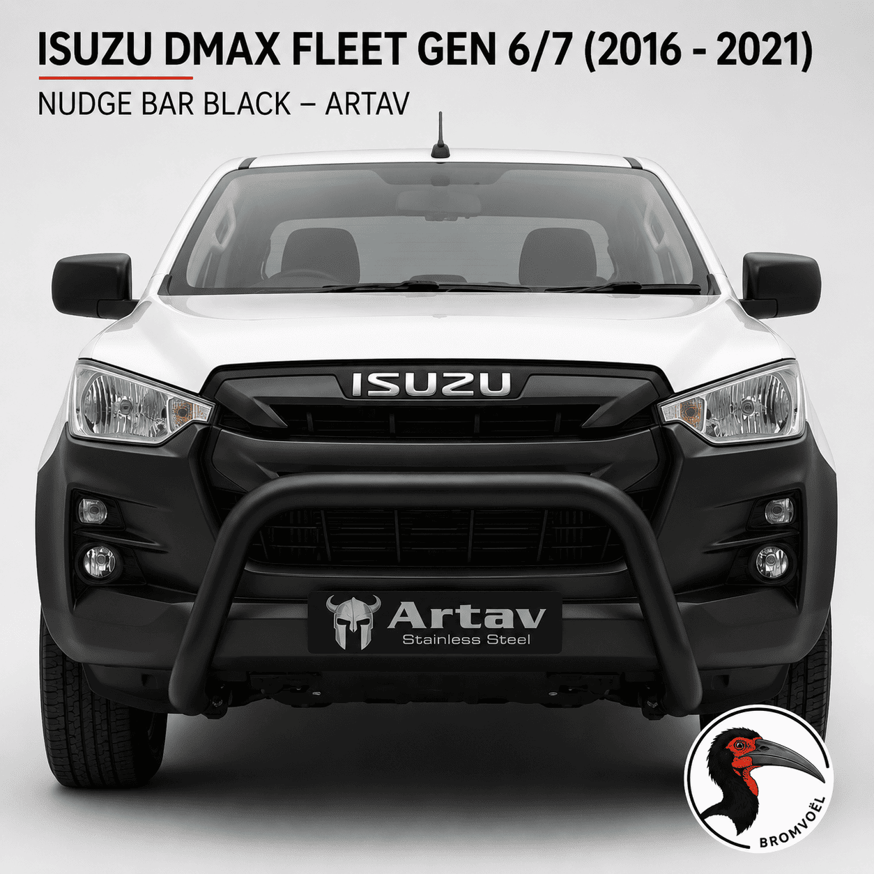 Isuzu DMAX Gen 6 and Gen 7 (2016-2021) Fleet Nudge Bar Black at Bromvoel Outdoor Accessories