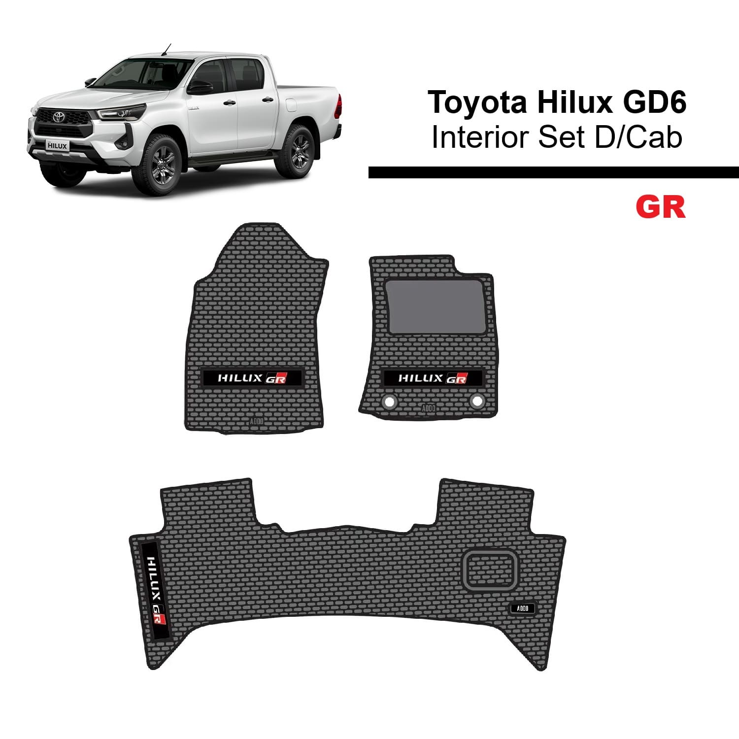 Toyota Hilux GD6 GR Interior Mat Set at Bromvoel Outdoor Accessories